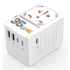 Adaptador de viagem universal Tessan 35w com 3 USB-C e 2 USB-A para viagens