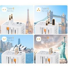 Tessan 35W Universal Travel Adapteri, jossa on 3 USB-C ja 2 USB-A matkustaa