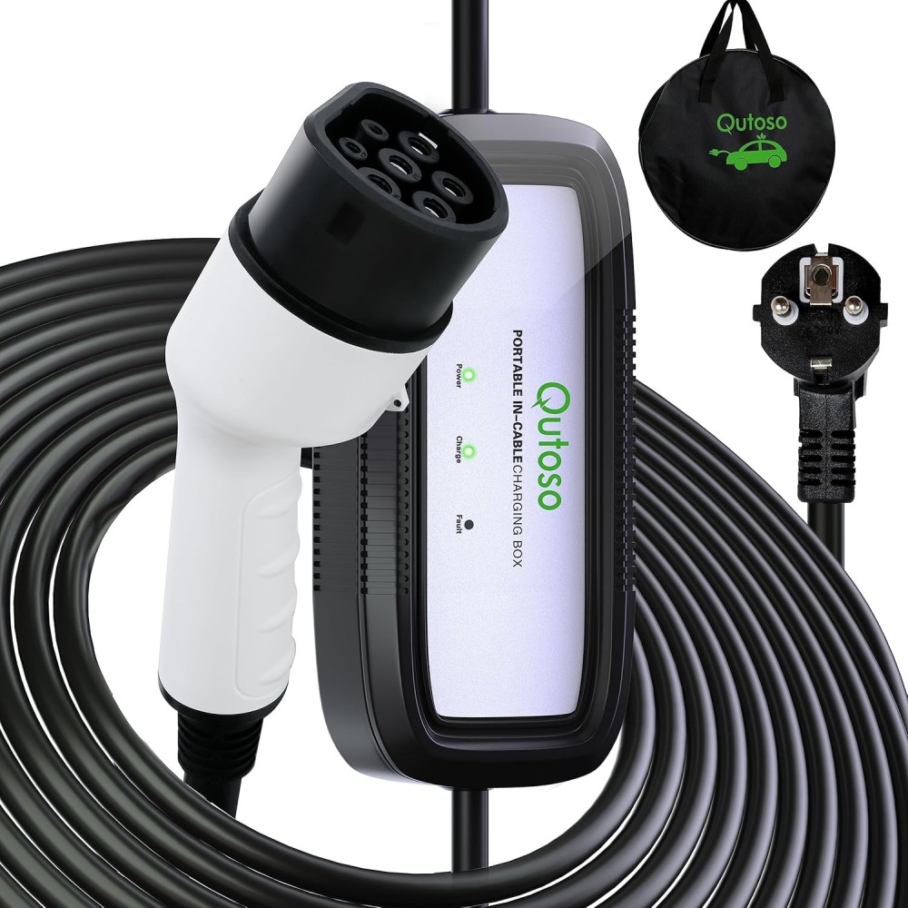 EV QUToso 16A Tipo 2, 1,8-22kw Cabo, 6 m Comprimento
