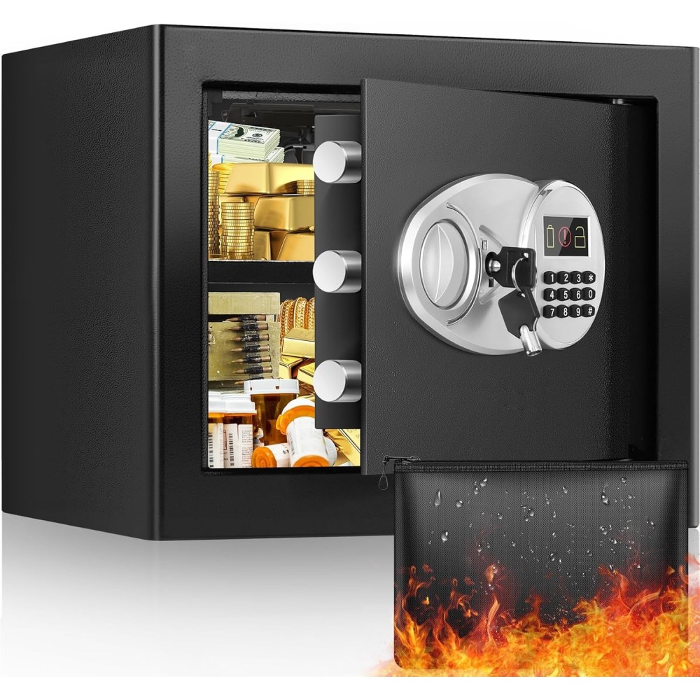 Fire-resistive a 25L seguro com exposição LED e documentos saco 25x35x25 cm
