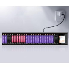 LIKET-laddare för 24 AA / AAA-batterier, med LCD- och urladdningsfunktion