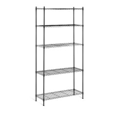 Étagère de stockage en fil métallique ajouré couleur noire 180x90x35cm jusqu'à 150kg