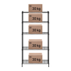 Fio de arame rack de aço preto 180x90x35cm a 150kg