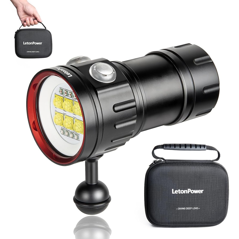 FeteauPower B24 Dive Light, 9000 lumens, 80m, pour images sous l'eau.