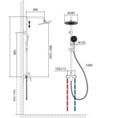 Aural brusebad sæt med fittings, 100-139 cm
