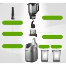 AMZCHEF 250 W automatyczna sokowirówka, 135 mm otwór, 1,8 l pojemności