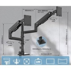 Držák pro Putorsen RZMM-69-2BL, pro dva monitory, od 17 do 49 palců
