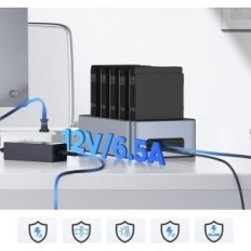 Docking Station ORICO 5x20 TB s kloniranjem brez povezave, USB 3.2, 12 V / 6.5 A