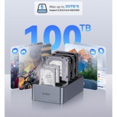 Estação de encaixe ORICO 5x20 TB com clonagem offline, USB 3.2, 12 V / 6.5 A