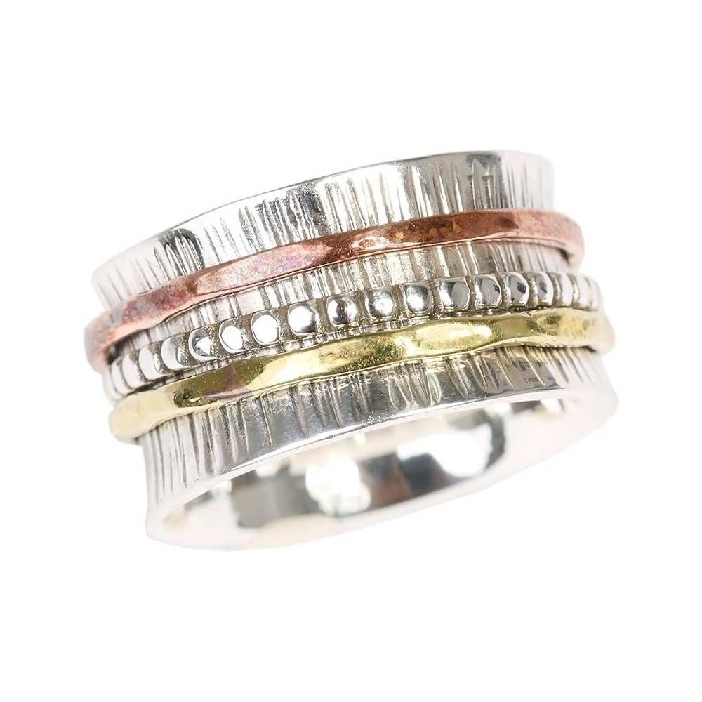 Bague en argent UK60, en pierre d'énergie, belle imperfection, utilisée