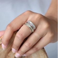 Bague en argent UK60, en pierre d'énergie, belle imperfection, utilisée