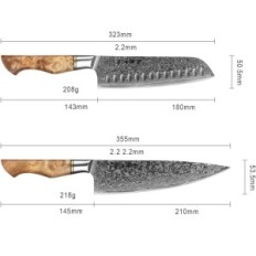 Hezhen knives set, 5 pieces, made of Damascus steel