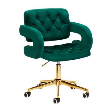 Fauteuil 4Rico QS-OF213G vert en velours avec vérin à gaz — vue de face