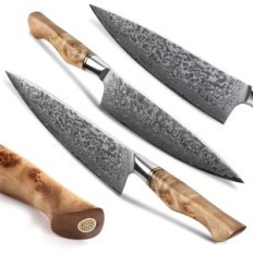 Hezhen Knives set, 5 stycken, gjorda av Damascus Steel