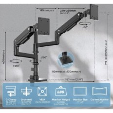 Putsen RZMM-69-2P, Brazo de monitor VESA 75/100, 17-38`, a 20 kg