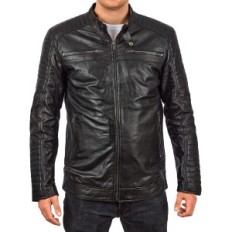 Veste en cuir pour hommes Fapa à manches longues, moto, taille l, noir