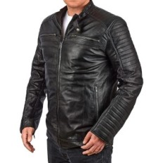 Veste en cuir pour hommes Fapa à manches longues, moto, taille l, noir