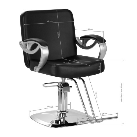 Hair System ZA31 fodrász szék fekete — elölnézet