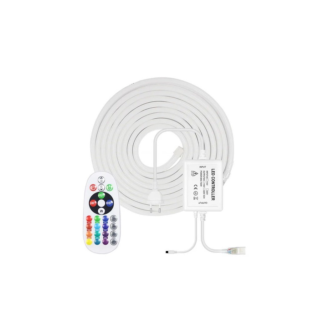 RGB 20M LED tape, waterproof IP65, 8W, white pvc shield, exhibition