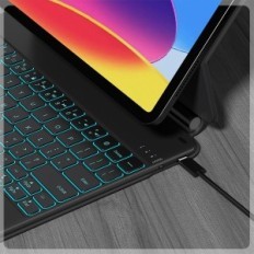 Brugte Ninmin Case til iPad 10,9 "10. GEN, AZERTY med baggrundsbelysning