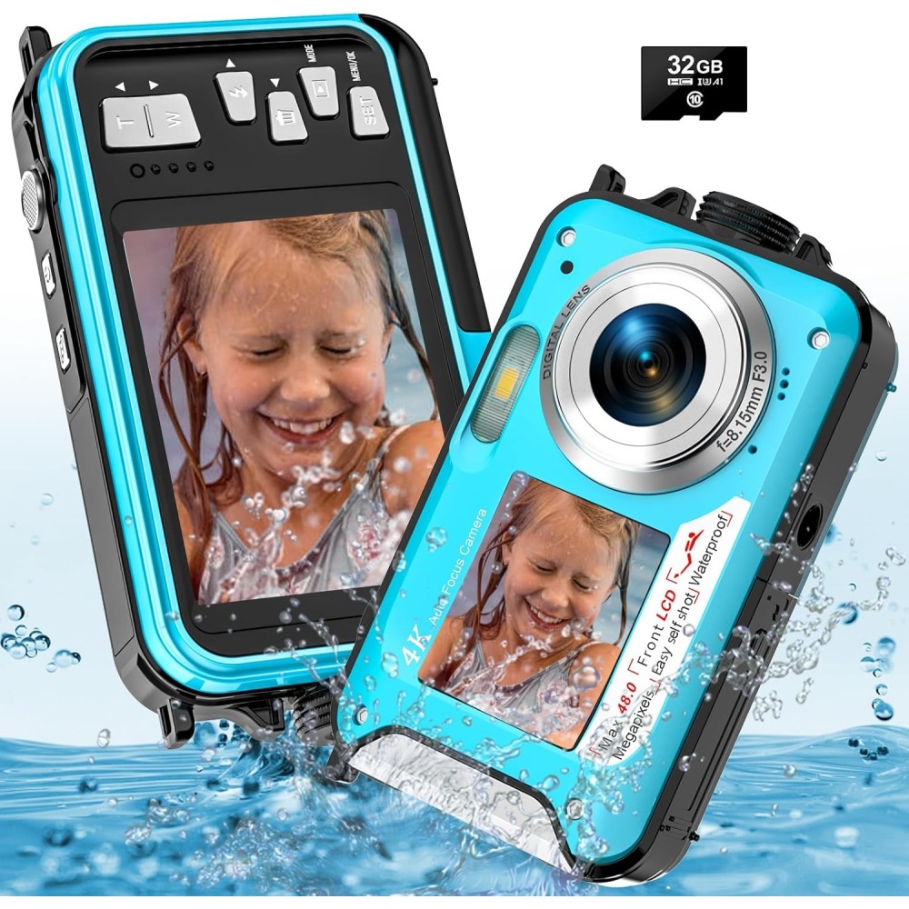 Câmera digital de yisence, impermeável, uhd 4k 56 MP, 32 GB