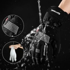 Kutook luvas com aquecimento, para motocicleta e esquis, preto, tamanho m