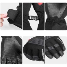 Kutook luvas com aquecimento, para motocicleta e esquis, preto, tamanho m
