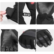Guanti Kutook con riscaldamento, per moto e sci, nero, dimensioni m