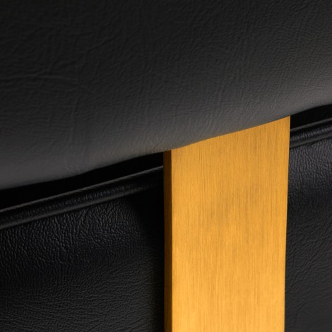 Gabbiano Linz NQ Gold fekete fodrászszék — közeli kép a kartámaszról