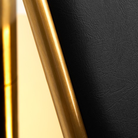 Friseurstuhl Gabbiano Linz NQ Gold Schwarz — Detailaufnahme Armlehne