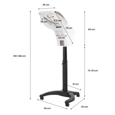 Sauna de peluquería de pie Gabbiano 408D blanca con ozono activo — vista lateral