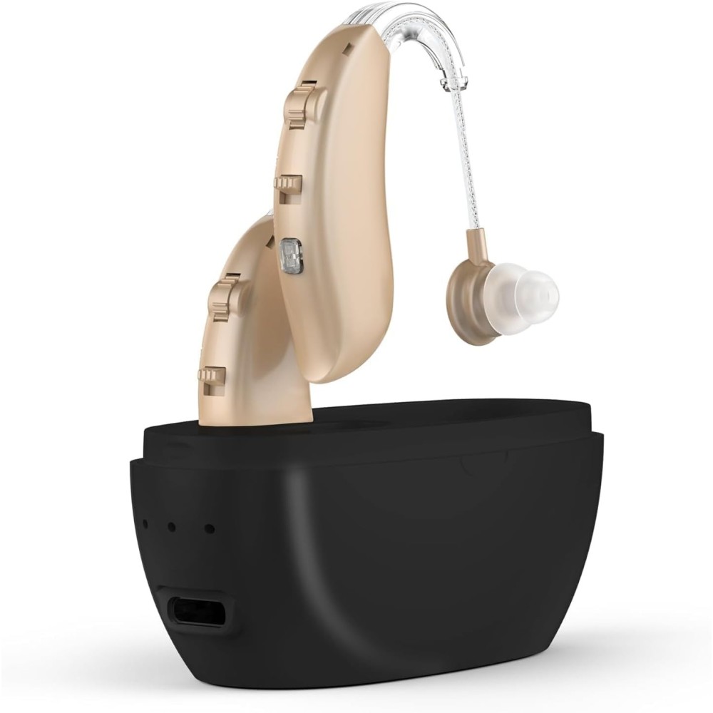 Høreapparat med MEDCA volumenkontrol med 4 tilstande, beige