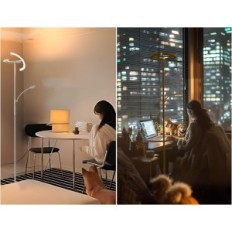 FIMEI Podlahová lampa, 240 W, 4 barevná světla, bílá