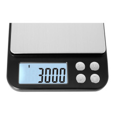 Elektroninen keittiön asteikko, jossa on laskentakappaleita 3 kg / 0,1 g